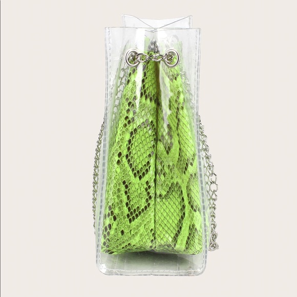 Transparent Neon Lime Snake Handbag - Picture 8 of 8